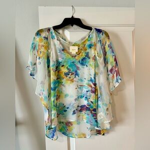 Sheer colonial (watercolor floral) blouse from Anthropologie
